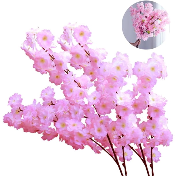 Flores de Cerezo Artificiales, Decoracion Flores, Flores de Tela, Ramas Ajustables, Arco de Boda, Decoración del Hogar (Rosa)