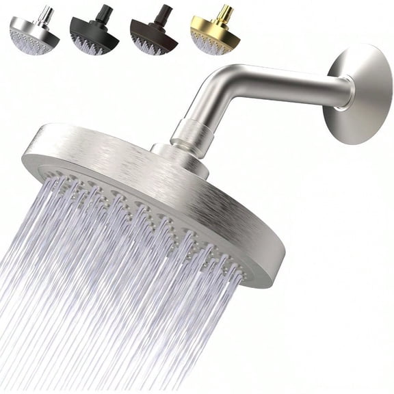 High Pressure Shower Head AntiClogging Silicone Nozzles 2.5 GPM Removable Restrictor Easy To Clean Adjustable Replacement Easy To Install With Plumbers Tape 6 Inch Brushed Nickel Finish