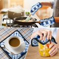 thumbnail image 4 of Blue White Tie Dye Mandala Pattern Kitchen Oven Mitt and Pot Holder Sets 4 Pcs for Baking, Cooking and Grilling, Heat Resistant Up To 392 °F, 4 of 7