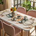 thumbnail image 3 of Fall Pumpkins Table Cloths for 4 Foot Rectangle Tables, Thanksgiving Vintage Country Wheat Plant Patio Waterproof Elastic Fitted Tablecloths, Washable Rectangular Table Cover for Camping, 3 of 8