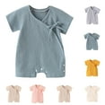 thumbnail image 1 of Zwiiyzr Baby Clothes Newborn Infant Pajamas Short Sleeve Footless Rompers Lace Up Snap Closure Sleeper for Boy Girls White, 1 of 3