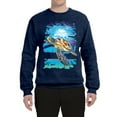 thumbnail image 2 of Swimming Sea Turtle Animal Lover Unisex Crewneck Graphic Sweatshirt, Vintage Heather Navy, Large, 2 of 3
