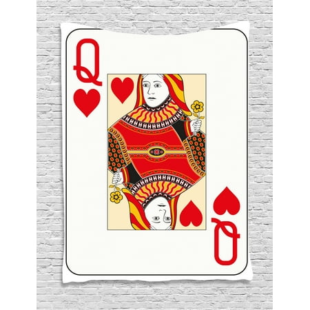 Queen Tapestry, Queen of Hearts Playing Card Casino Decor ...