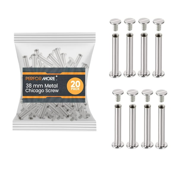 20 Pack of Silver Aluminum Screw Posts, 38mm Metal Chicago Screw Post Binding Screws