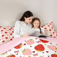 thumbnail image 4 of Manfei Cute Strawberry Queen Comforter Set,Pink Girly Bow Comforter Sets Queen,Pink Reversible,3-Piece,1 Comforter and 2 Pillowcases, 4 of 7