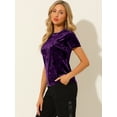 thumbnail image 4 of Día de San Patricio Camiseta Terciopelo Sólida Casual De Manga Corta Con Cuello Redondo Para Mujer Púrpura S, 4 of 6