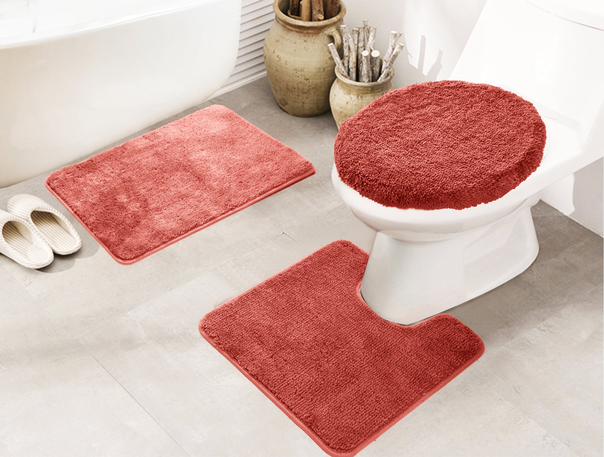 Royalty 3Piece Bath Rug Set in Terracotta