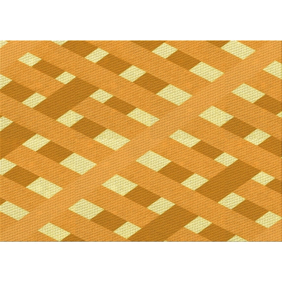 Ahgly Company Machine Washable Indoor Rectangle Transitional Neon Orange Area Rugs, 5' x 8'