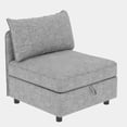 thumbnail image 5 of Modern Loveseat Sofa with Deep Seat & Storage Ottoman,Chenille Chaise Longue Sofa Bed for Small Spaces,Living Room,Bedroom,Grey, 5 of 8