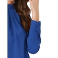 thumbnail image 5 of INSPIRE CHIC Fall Winter Stand Collar Chiffon Blouse for Women's Long Sleeve Business Casual Work Shirt L Royal Blue, 5 of 6