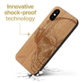 thumbnail image 3 of Case Yard Wooden Case Outside Soft TPU Silicone, Slim Fit Shockproof Wood Protective Phone Cover for Girls Boys Men and Women, Supports Wireless Charging Headphone Skull Design case for iPhone-X, 3 of 7