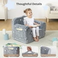 thumbnail image 4 of Kids Sofa, Toddler Couch Glow in The Dark,Toddler Chairs Comfy,Soft Kid Couch for Boys and Girls Gift, Gray, 4 of 8