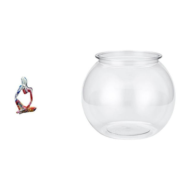 Figura decorativa de resina con forma de pensador abstracto y pequeño acuario transparente, ideal para el hogar: maceta, jarrón, cajón, oficina, tiend