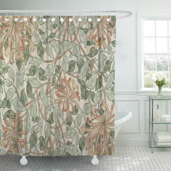 Libin Fine Honeysuckle Ii Morris William 1834 Designs Endpapers Marbled Shower Curtain 60x72 inch