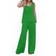 thumbnail image 1 of Conjunto de 2 piezas para mujer: chaleco sin mangas y pantalones anchos, estilo boho informal, color liso, mezcla de poliéster y spandex, 1 of 5