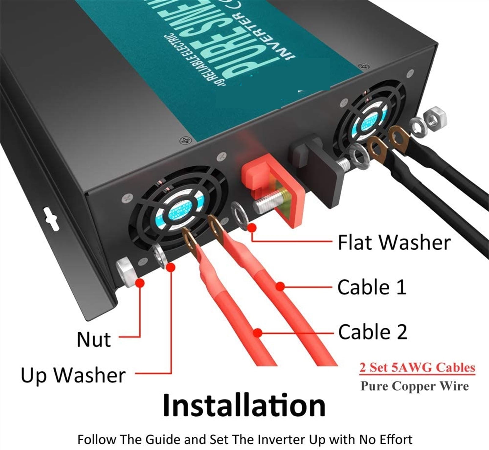 Pure Sine Wave Inverter 3000W 24V DC to AC Solar Panel Inverter Power Bank Generator Converter 12V/36V/48V ,Powerful Output