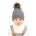 thumbnail image 1 of Autumn Winter Infant Baby Woolen Yarn Knitted Hat Cap Soft Warm Pompom Beanie, 1 of 9