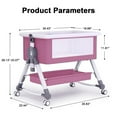 thumbnail image 4 of SLLINGLUO Baby Bassinet with Wheels & Changing Table, 5-Level Height Adjustable Folding Bedside Crib, Pink, 4 of 8