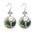 thumbnail image 1 of Waterfall Science Nature Forestry Scenery Bow Earrings Drop Stud Pierced Hook, 1 of 3