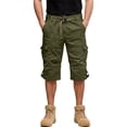 thumbnail image 4 of Cargo Shorts for Men Below Knee Elastic Waist Shorts Long Blew Knee Capri Big and Tall 3/4 Pants Multi-Pocket Relaxed Fit Work Fishing Hiking Long Shorts,Green M, 4 of 4