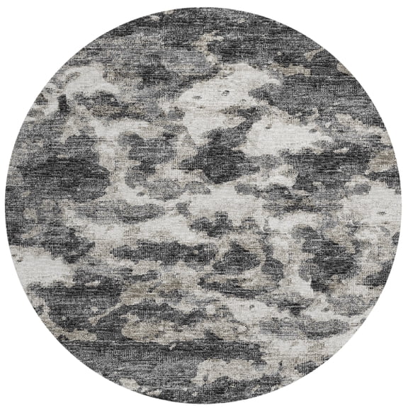 Addison Rugs Indoor/ Outdoor Accord Modern Waves Washable Rug New 8' x 8' Round - Charcoal