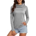 thumbnail image 7 of QATAINLAV Women's Sun Protection Hoodie with Face Mask Summer Lightweight Rash Guards UPF 50+ Thumb Holes Long Sleeve Workout Tops Gray XXL, 7 of 7