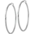 thumbnail image 2 of Sterling Silver Rhod-Plated 2.5mm Polished/Satin Diamond-Cut Hoop Earrings (63 X 60) Made In Mexico qe3552, 2 of 5