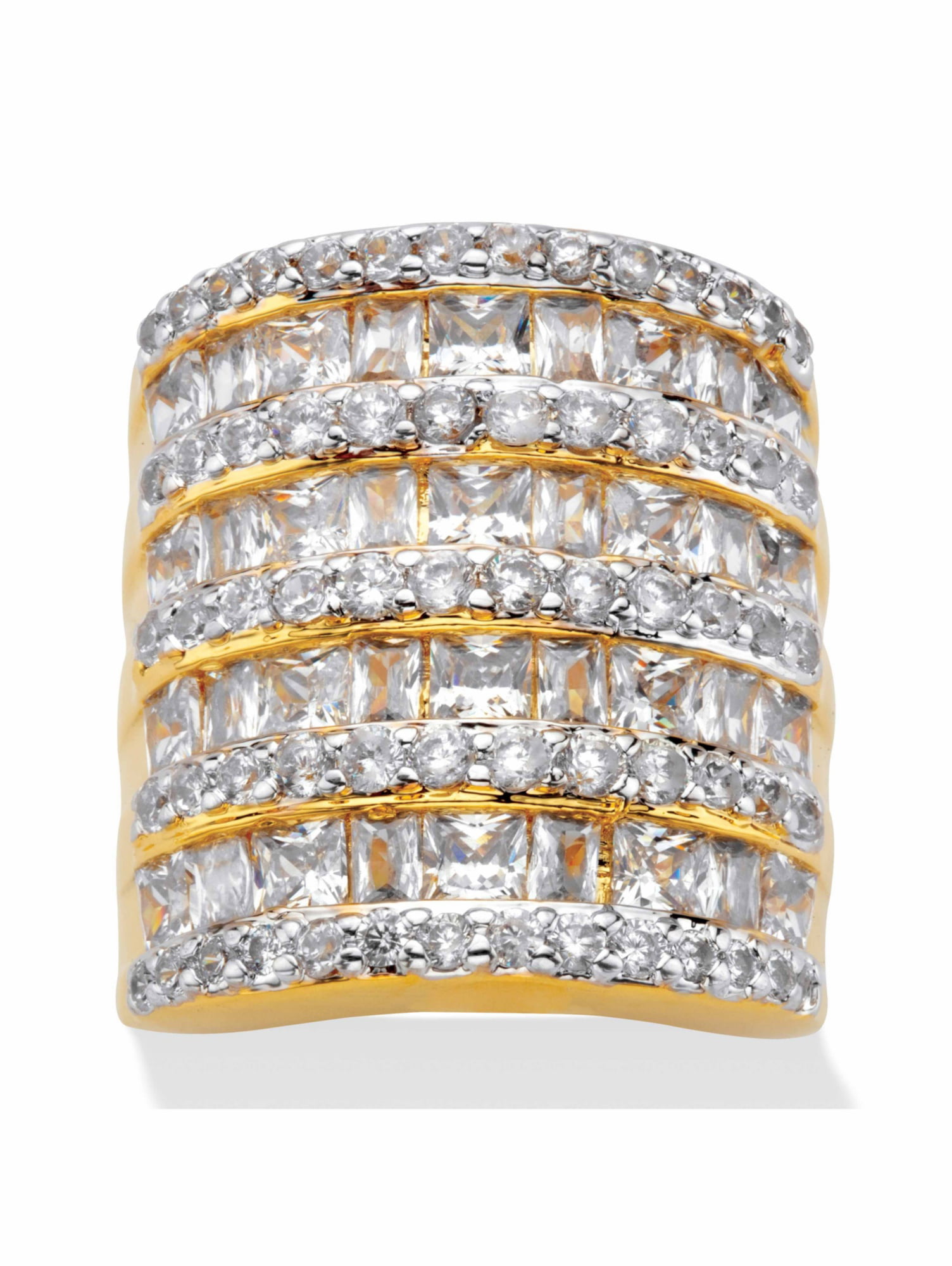 Ladies gold ring cz dome 18kt all sizes studded pave comfort cocktail size L 6 