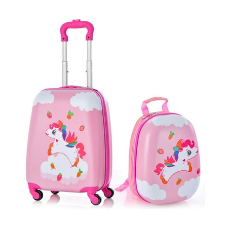 Barara King Luggage,Suitcase, Suit case,2 Pieces Kids Carry-on Luggage Set with 12 Inch Backpack-Multicolor