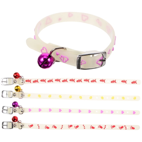 Pretyzoom 5Pcs Dog Collars Silicone Assorted Color Glow In The Dark For Puppy