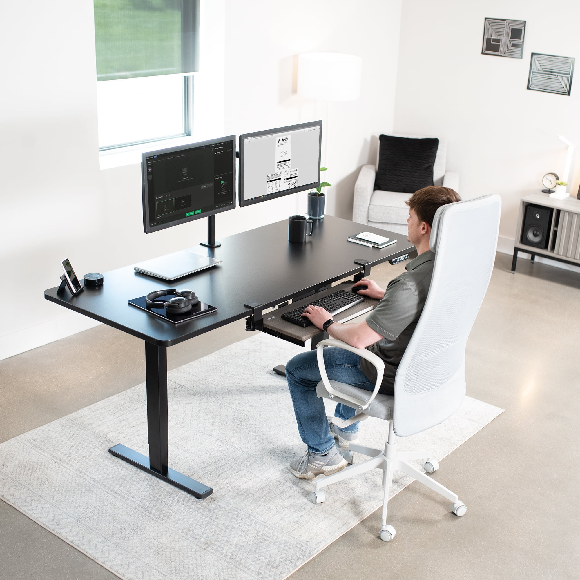 VIVO Gray Clamp-on Computer Keyboard and Mouse Under Desk Slider Tray