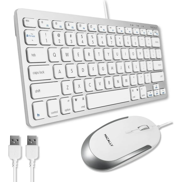 ERDS-USB Wired Keyboard and Mouse Combo for Mac and PC - Save Space and Enhance Workflow - Aluminum Compact Keyboard with 78 Slim Keys and Quiet Click Mouse - Sleek USB Keyboard and Mouse Wired
