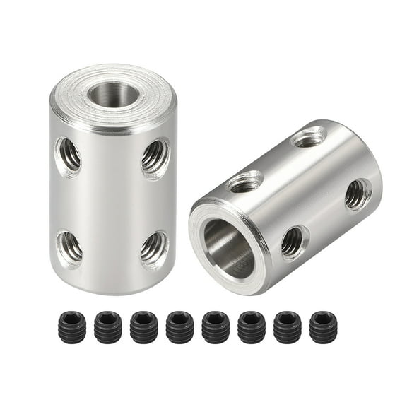 Unique Bargains Shaft Coupling 5mm to 8mm Bore L22xD14 Robot Motor Wheel Rigid Coupler Connector Silver Tone 2 pcs