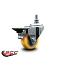 thumbnail image 2 of 3 Inch Yellow Polyurethane ½ Inch Threaded Stem Caster with Brake, 2 of 2