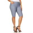 thumbnail image 2 of Women's Plus Size Casual Stretch Comfy Pockets Solid Bermuda Shorts Pants, 2 of 4