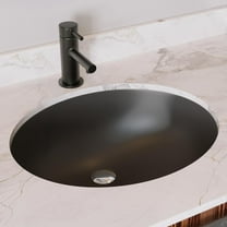 DeerValley DV-1U303B Black Undermount Bathroom Sink 18'' x 15'' Oval Ceramic Sink Bathroom Vessel Sink with Overflow Hole