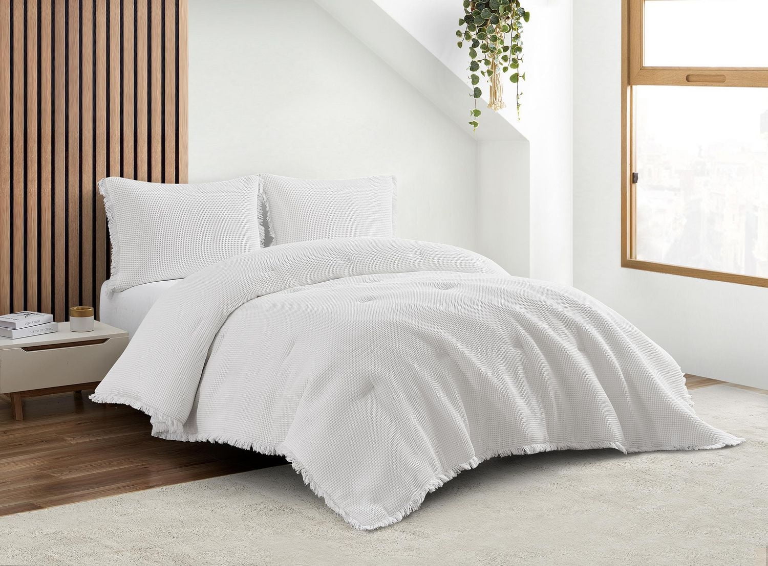 Ensemble d'édredon réversible en coton gaufré 3 pièces Charlotte