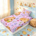 thumbnail image 2 of Manfei Funny Capybara Animal Twin Fitted Sheet, Watercolor Flower Bedding, Plum, 2 Pieces, 1 Fitted Sheet and 1 Pillowcase, 2 of 6