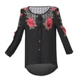 thumbnail image 2 of Tops de Mujer de Manga Larga Casual Camiseta Suelta Negro jinwen Las mujeres ahuecan hacia fuera la camisa floral, 2 of 8