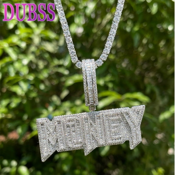 Dubss Money Necklace for Men Iced Out Pendant Real Gold Plated Cubic Zirconia Hip Hop Jewelry