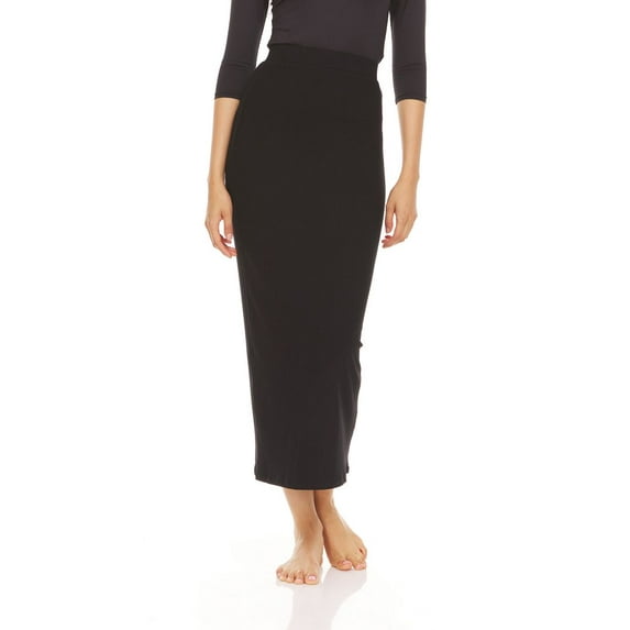 Ribbed Maxi Skirt For Women By BGDK- Bodycon Pencil Skirt With Elastic Waist- Comfortable Straight Stretchy Below The Knee Skirt - High Waist Fitted Skirt For Work, Office, Business, Church Black