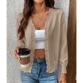 thumbnail image 4 of SWSMCLT Women's Casual Cardigan Comfy Elasthane Curvy Date Button Breathable Cardigan Sweater Khaki X-Large, 4 of 5