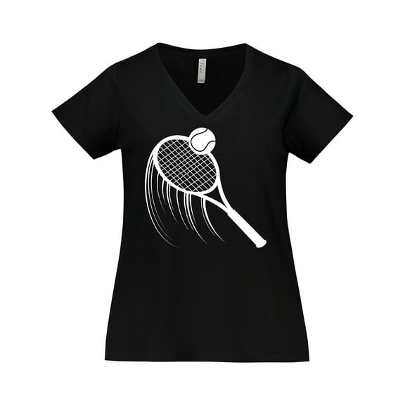 Inktastic Swinging Tennis Racket Women's Plus Size V-Neck T-Shirt