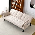 thumbnail image 2 of Aukfa 70" Convertible Futon Sofa Bed for Home Office, Linen Loveseat with Cup Holder, Beige, 2 of 11