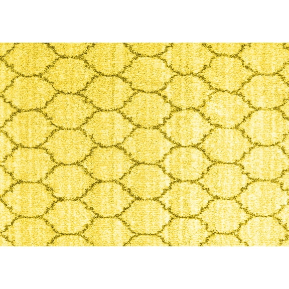 Ahgly Company Indoor Rectangle Trellis Yellow Contemporary Area Rugs, 2' x 5'