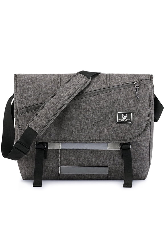 15.6 inch Laptop Messenger Briefcase for Men Women, Large Casual Satchel with Shoulder Strap, Gray