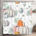 thumbnail image 6 of Fall Pumpkin Shower Curtain, Autumn Harvest Thanksgiving Decoration Bathroom Shower Curtains with 12 Hooks Set 72x72 Inch, 6 of 6