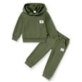 thumbnail image 2 of Toddler Baby Boy Clothes Sweatsuit Long Sleeve Hoodie Sweatshirt Top & Bottom Outfit Set Solid Color 1-5T, 2 of 6