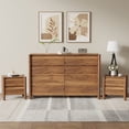 thumbnail image 3 of 3 Piece Furniture Bedroom Set，8-drawer Dresser And 2 Nightstands, Brown, 3 of 10