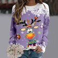thumbnail image 2 of WEAIXIMIUNG Chandail en Molleton pour Femmes avec Fermeture Éclair Chandails de Noël pour Femmes Mode Adolescentes Manches Longues Col Rond Chandail en Molleton Mignon Renne Graphique Xmas (1), 2 of 4
